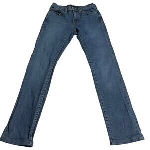 Lands End Mens Jeans Size 30 Square Rigger Slim Fit Straight Leg Dark Blue Denim